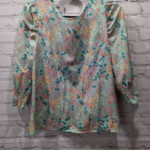 Women's Small S 3/4 Sleeve Ruffle Balloon Blouse